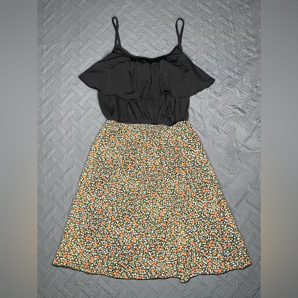 Sweet Storm Black Top Dress with Floral Accents